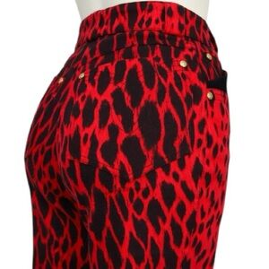 VTG Y2K VERSACE Couture Red High Waist Skinny Mobwife Jeans 38 25